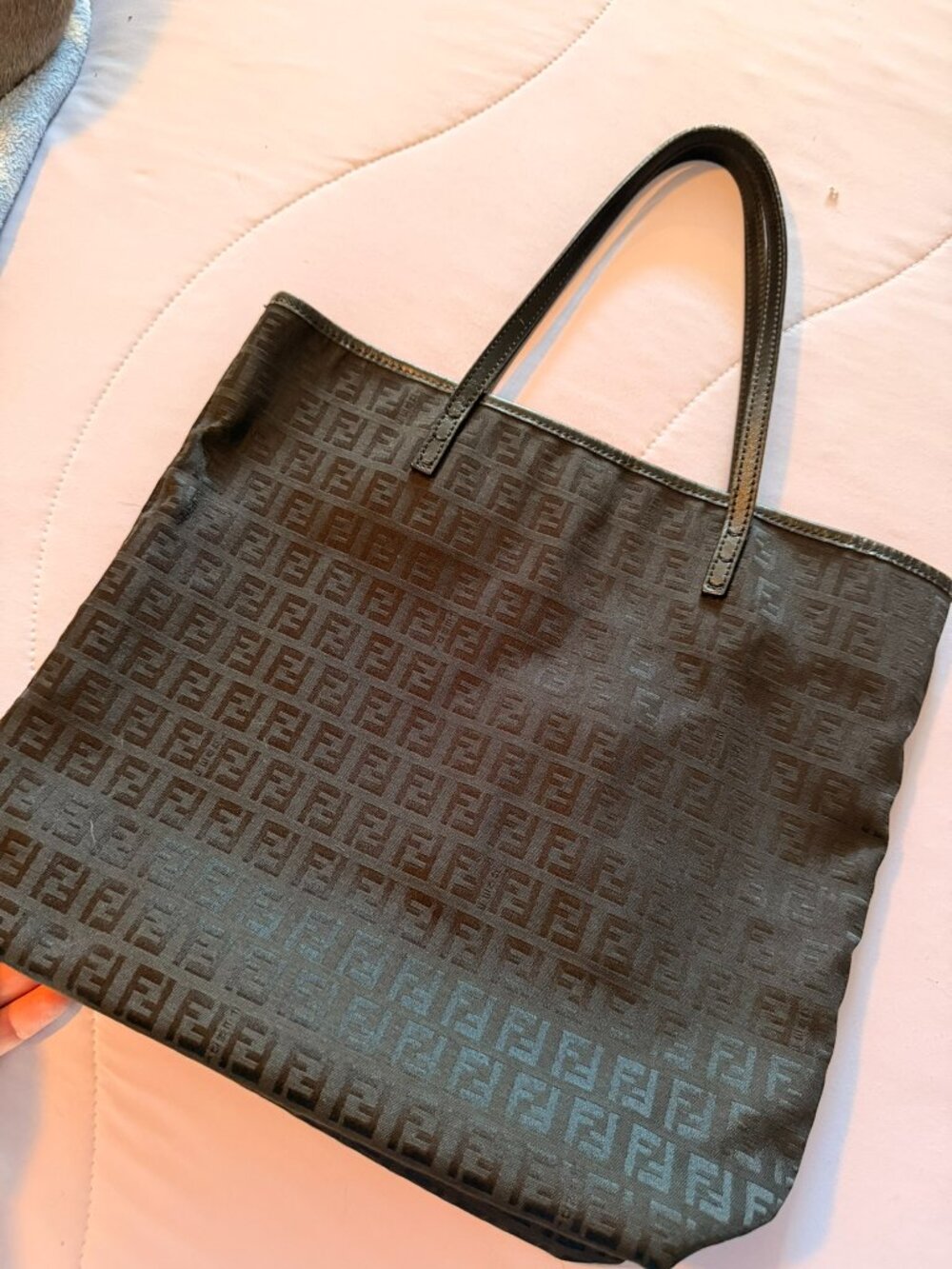 Fendi Black Zucchino FF Monogram Tote Bag